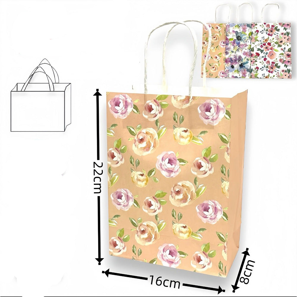 OEMΧάρτινη Σακούλα Δώρου Λουλουδάκια 22χ16χ8 εκ 3 Χρώματα - 1 Τμχpapell.gr